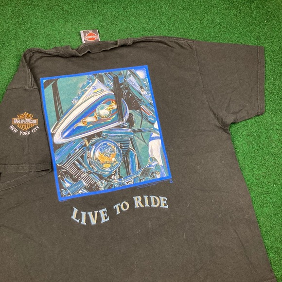 Harley-Davidson Other - Vintage Harley Davidson Shirt Mens XL Black 1998 New York City Live To Ride 90s